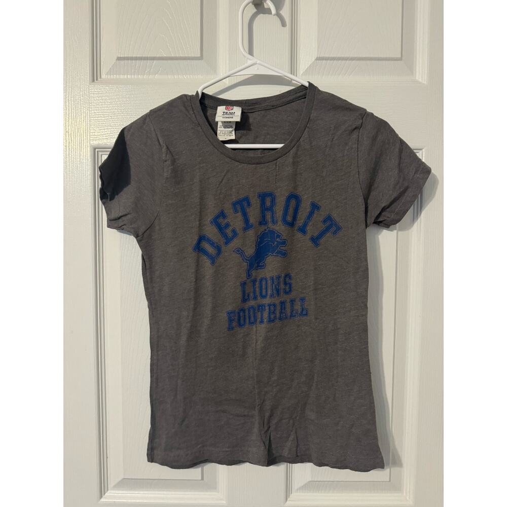 NFL Team Apparel Detroit Lions Football Women's Gray Short Sleeve Sz; Small